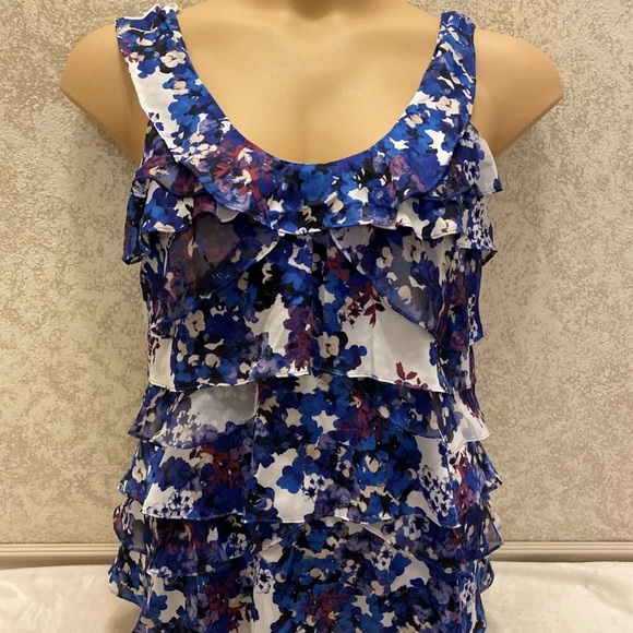 White House Black Market Tops - White House Black Market Multicolor Floral Ruffle Top